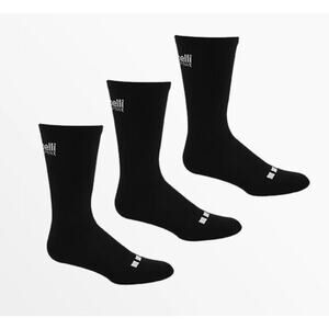 NWT CAPELLI SPORT 3-PACK BASICS CS-COOL CUSHIONED CREW SOCKS Black Small New